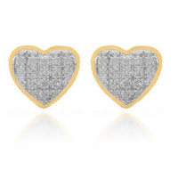 Thumbnail for Yellow 10K Solid Yellow Gold Womens Diamond Heart Stud Earrings 0.11 Ctw