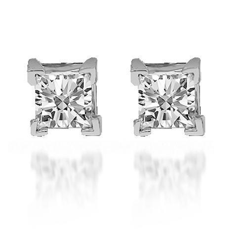 White 14K Solid White Gold Diamond Solitaire Stud Earrings 0.66 Ctw