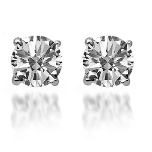 White 14K Solid White Gold Diamond Solitaire Stud Earrings 0.92 Ctw