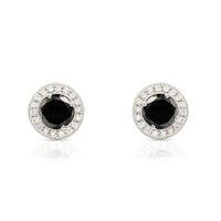 Thumbnail for White 14K White Solid Gold Black Diamond Stud Earrings 2.50 Ctw
