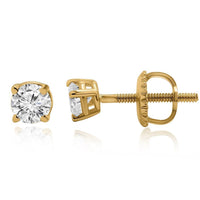 Thumbnail for Classic 14k Yellow Gold Diamond Solitaire Stud Earrings .38 Ctw