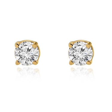 Classic 14k Yellow Gold Diamond Solitaire Stud Earrings .38 Ctw