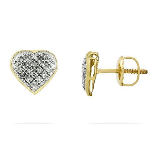 Yellow Diamond Pave Heart Earrings 10k Yellow Gold 0.15 Ctw