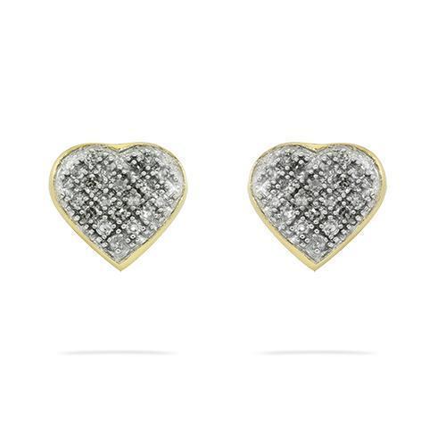 Yellow Diamond Pave Heart Earrings 10k Yellow Gold 0.15 Ctw
