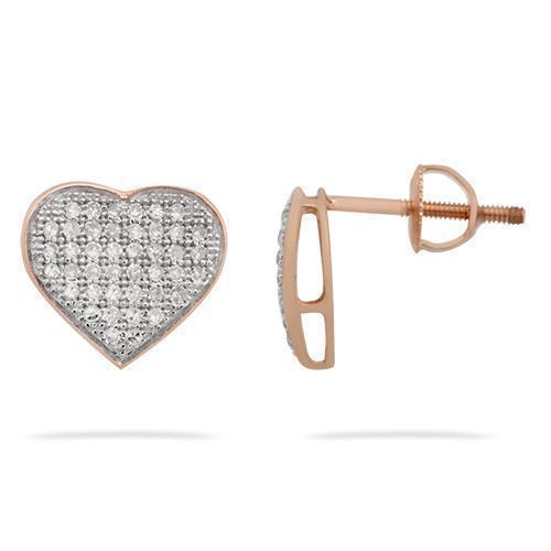 Yellow Pave Diamond Heart Earrings in 10kt Yellow Gold Screw Back