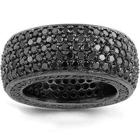 Thumbnail for 10K Solid Gold Black Rhodium Plated Mens Custom Black Diamond Eternity Ring Band With Side Stones 7.50 Ctw