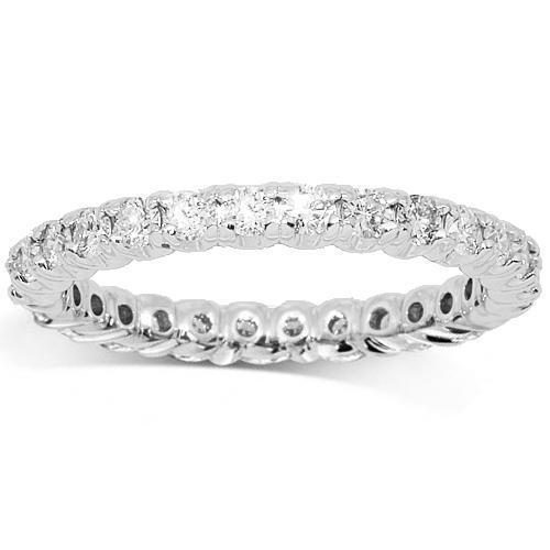 14K White Solid Gold Womens Diamond Eternity Ring Band 1.12 ctw