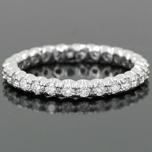 14K White Solid Gold Womens Diamond Eternity Ring Band 1.12 ctw