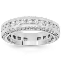 Thumbnail for 14K White Solid Gold Womens Diamond Eternity Ring Band 1.30 Ctw