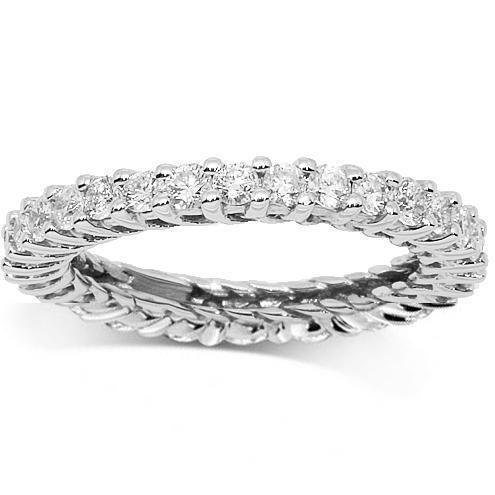14K White Solid Gold Womens Diamond Eternity Ring Band 1.31 Ctw