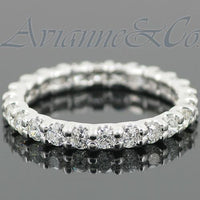 Thumbnail for 14K White Solid Gold Womens Diamond Eternity Ring Band 1.31 Ctw