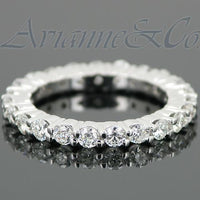 Thumbnail for 14K White Solid Gold Womens Diamond Eternity Ring Band 1.70 Ctw
