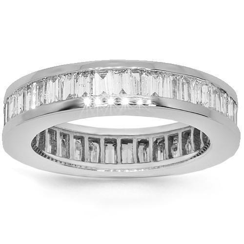 14K White Solid Gold Womens Diamond Eternity Ring Band 2.93 Ctw