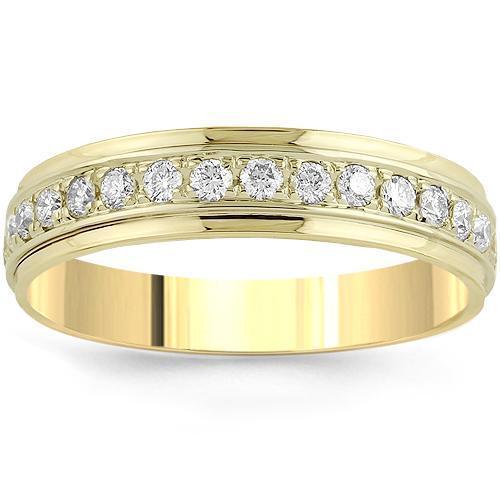 14K Yellow Solid Gold Mens Classic Diamond Eternity Ring Band 1.50 Ctw