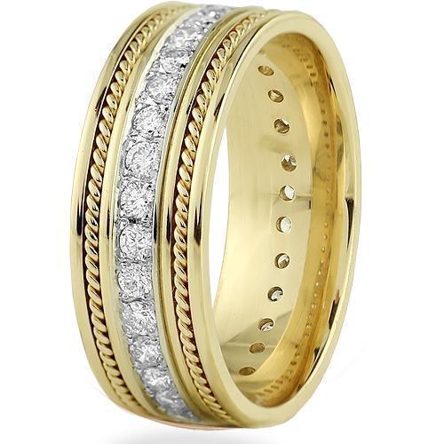 14K Yellow Solid Gold Mens Diamond Eternity Ring Band 1.00 Ctw