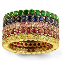 Thumbnail for 18K Three Tone Gold Five Midi Finger Eternity Diamond Rings 5.00 Ctw