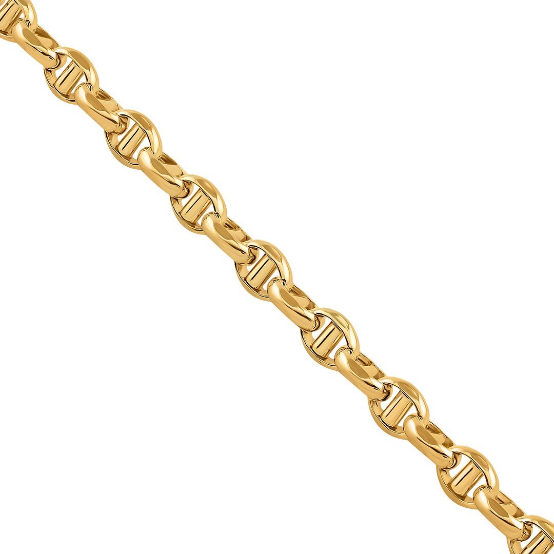 10K Yellow Gold Concave Anchor Link Chain 4 mm