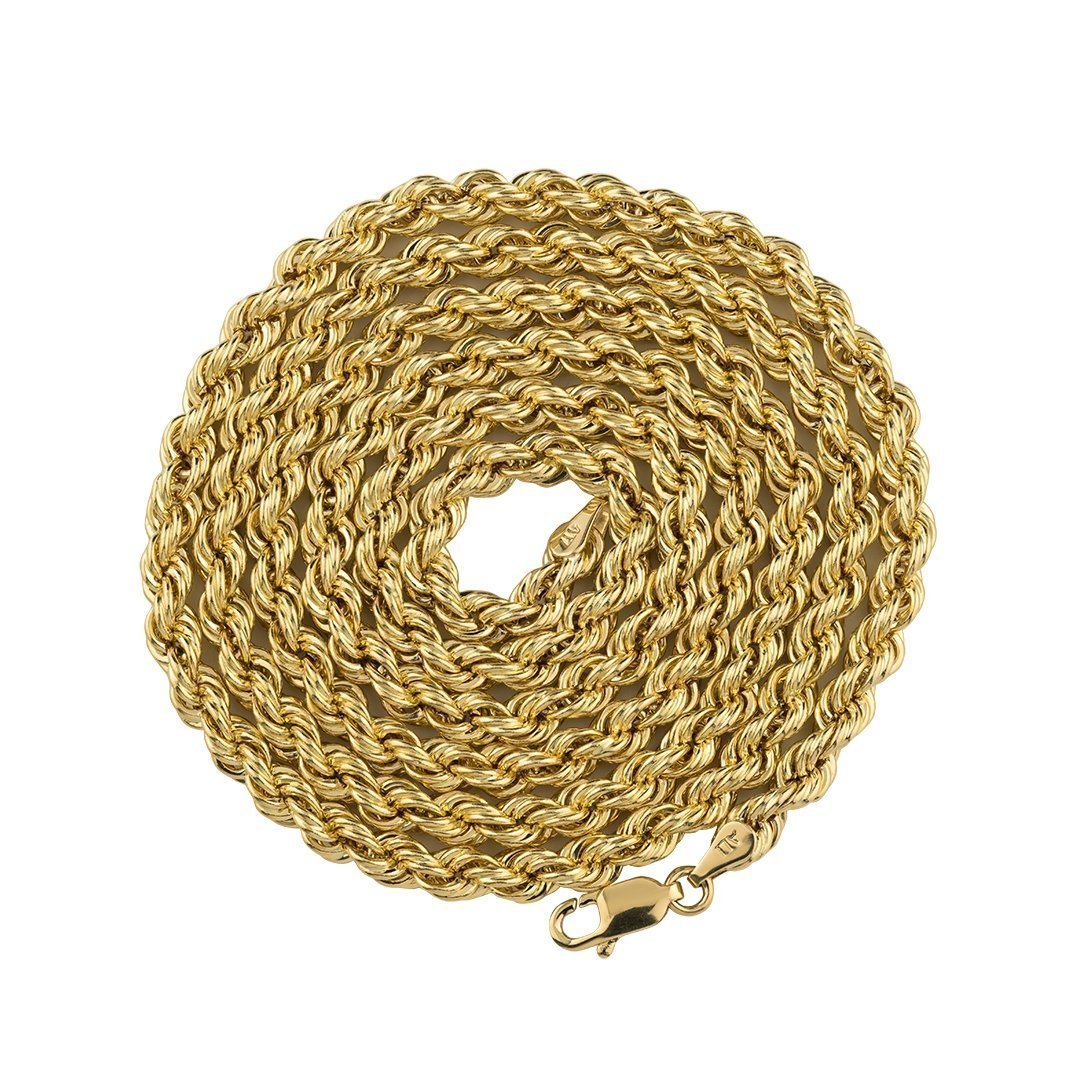 10k Yellow Gold Hollow Rope Chain 4 mm