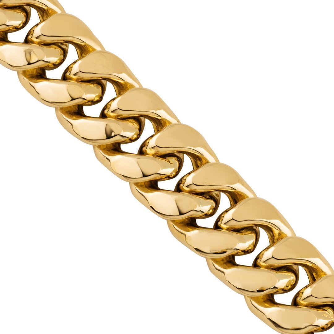14k Semi-Solid Yellow Gold Cuban Link Chain 12 mm