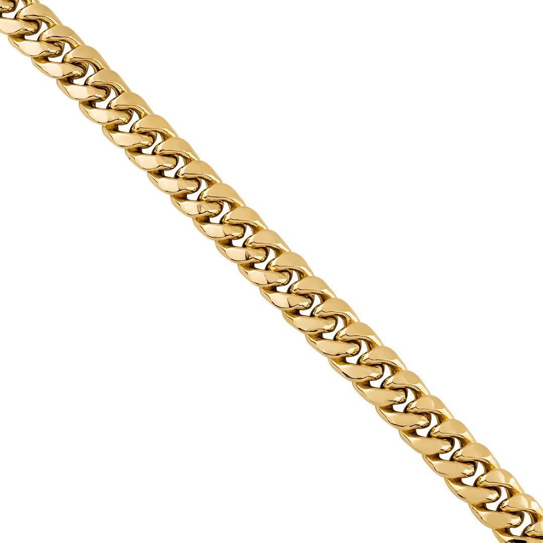 14k Semi-Solid Yellow Gold Cuban Link Chain 12 mm