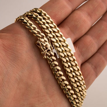 14K Yellow Gold Mens Cuban Link Chain 7 mm