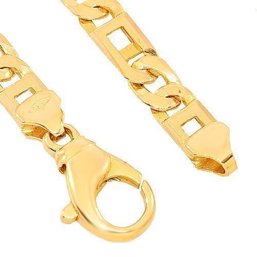 14K Yellow Gold Mens Fancy Tiger Eye Chain 6 mm
