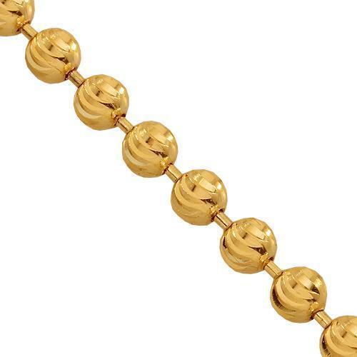 14K Yellow Gold Mens Moon Ball Bead Chain 4 mm