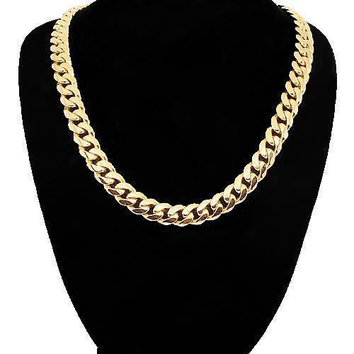 14K Yellow Solid Gold Mens Cuban Chain 12 mm