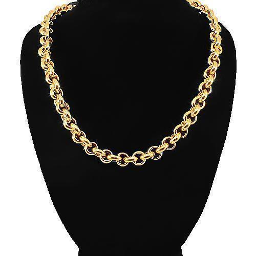 18K Solid Yellow Gold Mens Cable Link Chain 7 mm