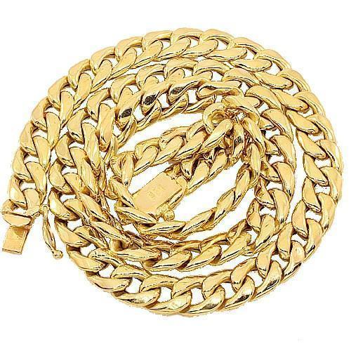 18K Yellow Solid Gold Cuban Chain 4 mm