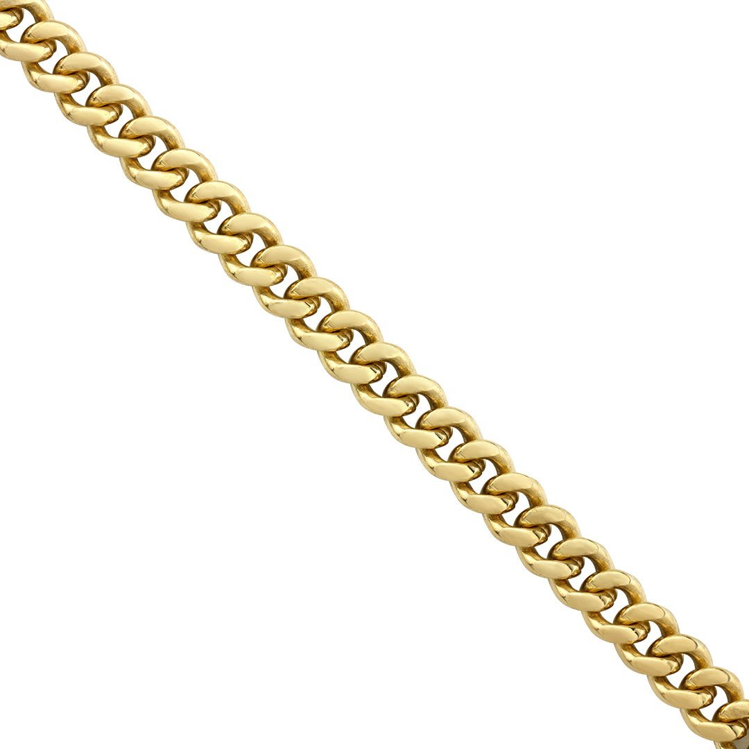 Mens Cuban Link Chain in 14k Yellow Solid Gold 4 mm