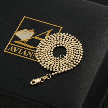 Moon Cut Ball Chain in 10k Yellow Gold 1.7 mm