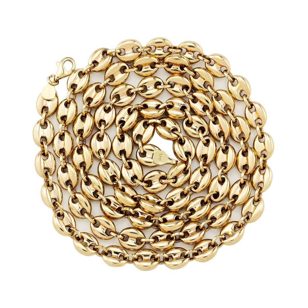 Puff Link Chain in 14k Yellow Gold 6 mm