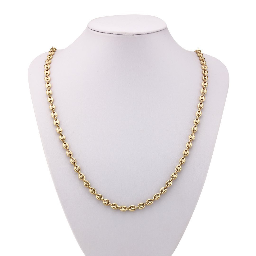 Puff Link Chain in 14k Yellow Gold 6 mm