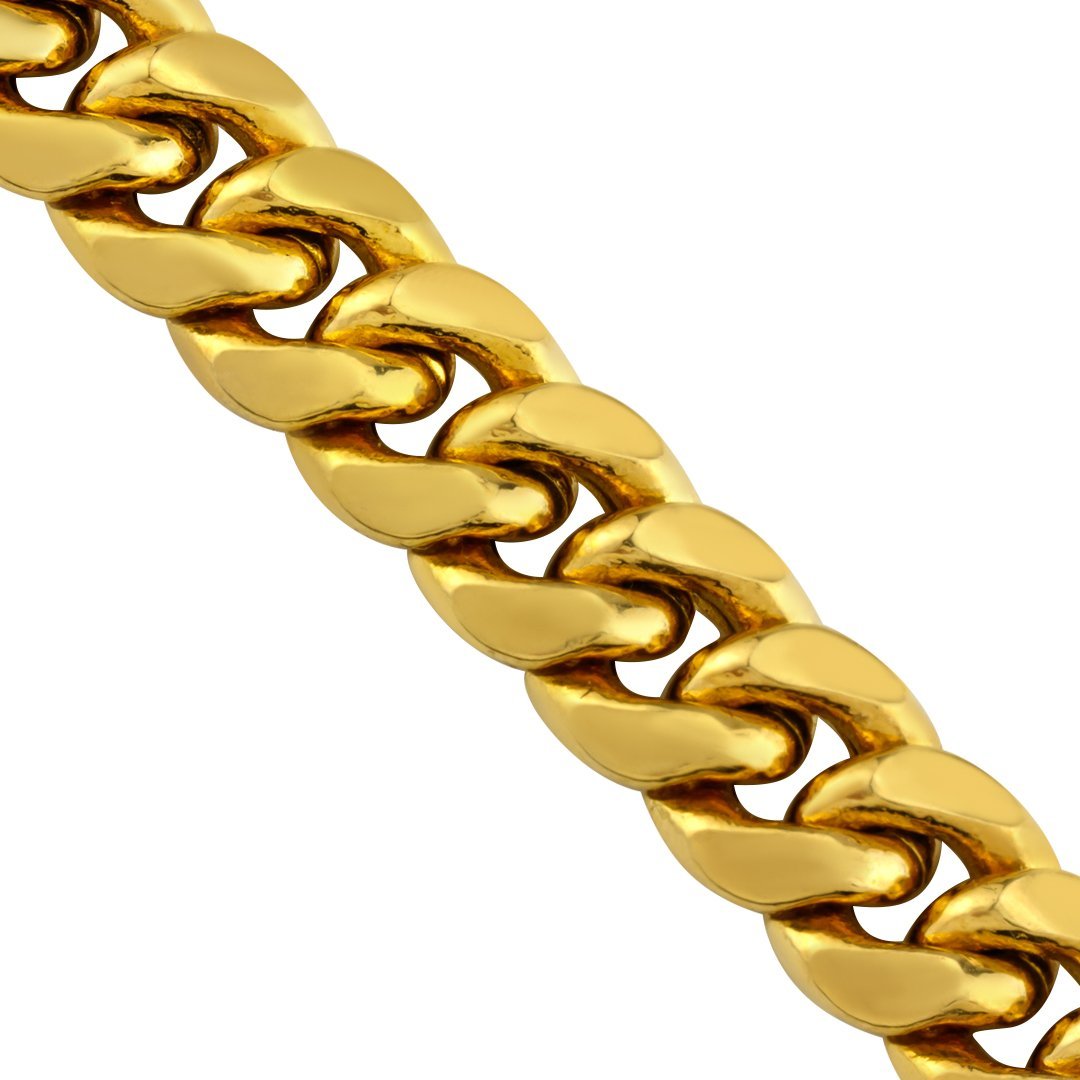 Semi-Solid Cuban Link Chain in 14k Yellow Gold 9.5 mm
