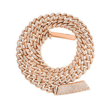 Diamond Cuban Necklace in 14k Gold 17.62 Ctw