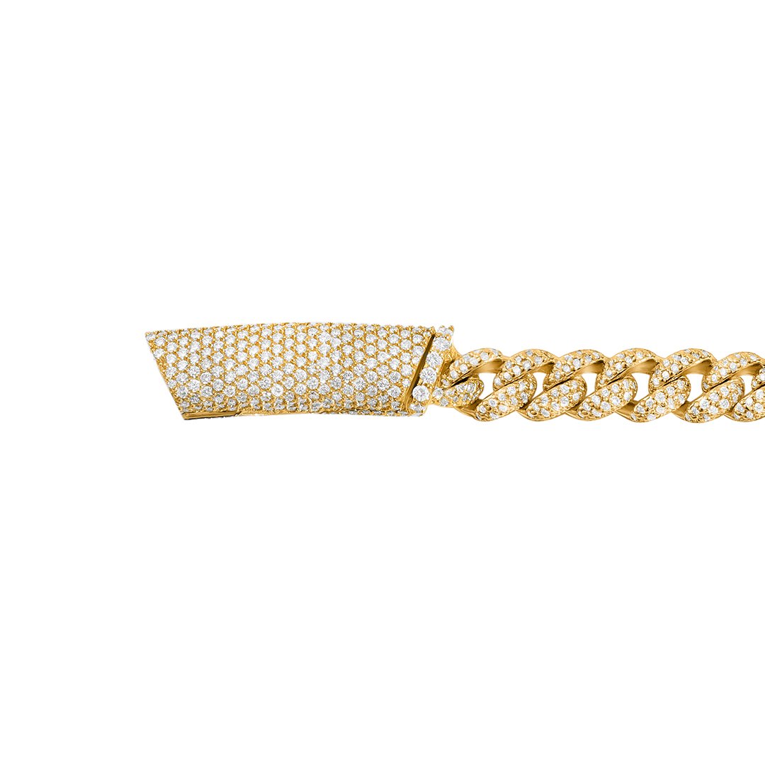 DIAMOND  CUBAN NECKLACE IN 14K YELLOW GOLD 17.62 CTW