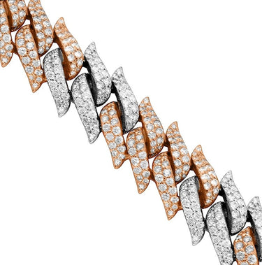 R/W Diamond Spiked Cuban Necklace 42.46 ctw