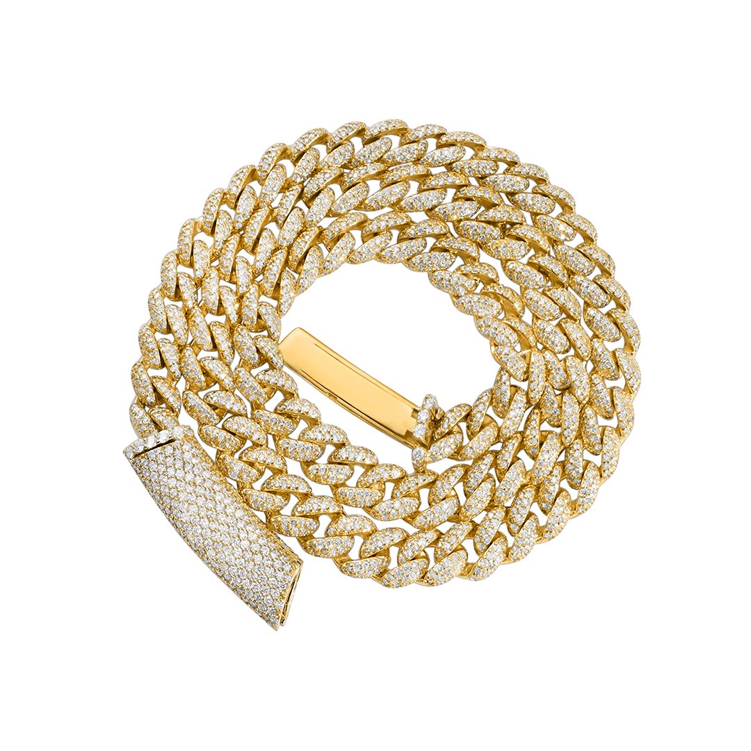 DIAMOND  TWO TONE CUBAN NECKLACE IN 14K YELLOW GOLD 17.62 CTW