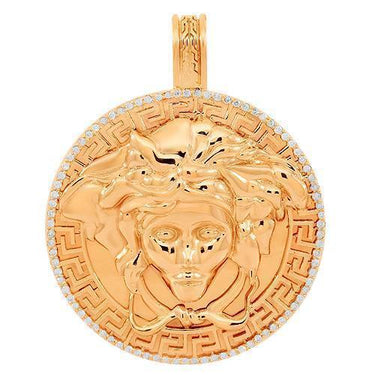 14K Solid Rose Gold Diamond Custom Mens Medusa Head Pendant 1.00 Ctw