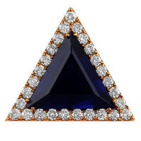 Thumbnail for 14K Solid Rose Gold Triangular Diamond Pendant with Blue Sapphire 15.00 Ctw