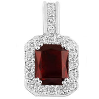 Thumbnail for 14K Solid White Gold Diamond And Ruby Pendant 2.70 Ctw