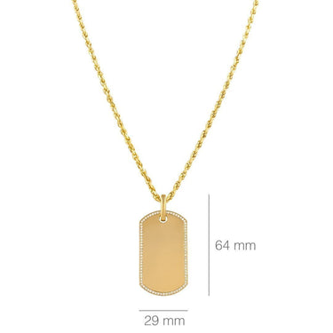 14K Solid Yellow Gold Mens Diamond Dog Tag Pendant 1.50 Ctw