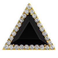 Thumbnail for 14K Solid Yellow Gold Triangular Diamond Pendant with Black Garnet 15.00 Ctw