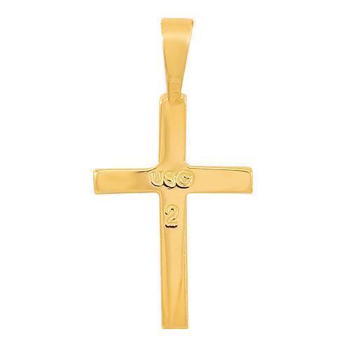 Yellow 14K Solid Yellow Gold Womens Diamond Cross Pendant 0.35 Ctw