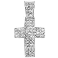 Thumbnail for 14K White Solid Gold Mens Diamond Cross Pendant 7.00 Ctw