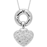 Thumbnail for White 14K White Solid Gold Womens Diamond Heart Pendant 0.26 Ctw