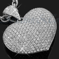 Thumbnail for 14K White Solid Gold Womens Diamond Heart Pendant 5.12 Ctw
