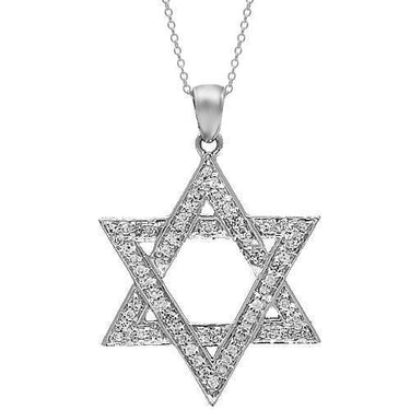White 14K White Solid Gold Womens Diamond Star of David Pendant 0.19 Ctw