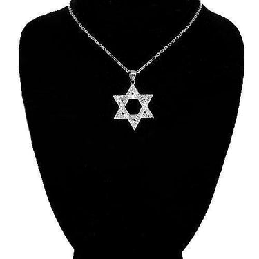 White 14K White Solid Gold Womens Diamond Star of David Pendant 0.19 Ctw